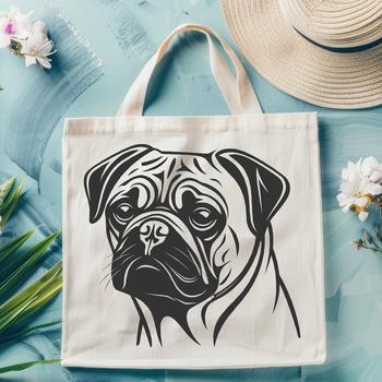 Artistic Pug In SVG & DXF