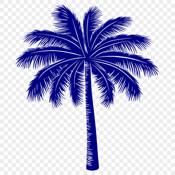 A set of stylized palm trees in a tropical landscape, suitable for vector graphics.
