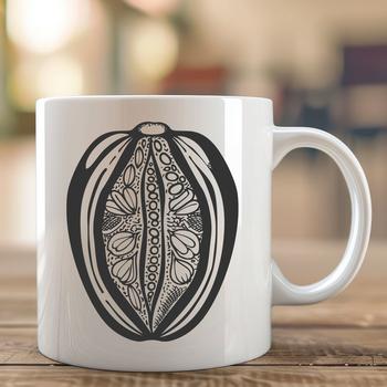 A single coffee bean with its ridges and crevices detailed in an SVG format.