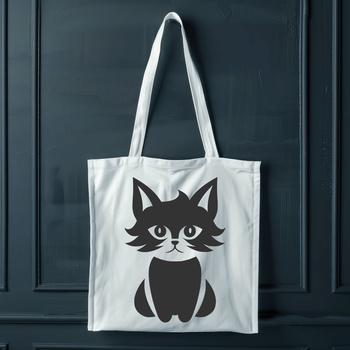 A full-body illustration of a sitting cat in simple line art style.