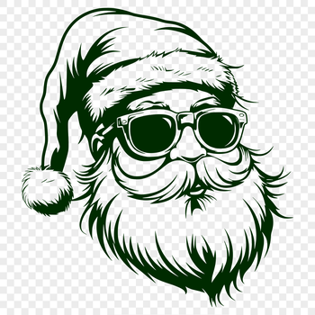 Vector illustration of Father Christmas in red coat and hat.