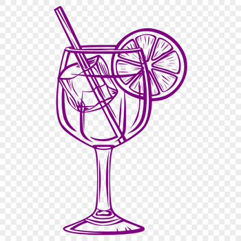A detailed illustration of a cocktail in a glass, designed as a vector art template for various design applications.
