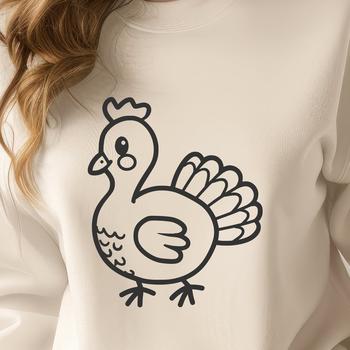A simple line drawing of a turkey's full body, suitable for farm-themed designs.