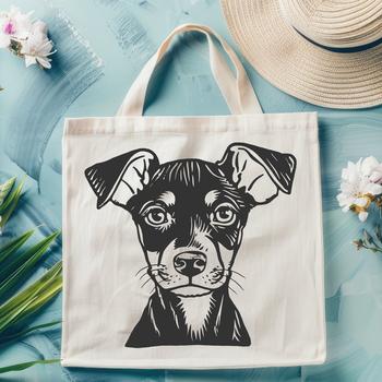 An SVG graphic representing a Doberman Pinscher breed, suitable for various design applications.