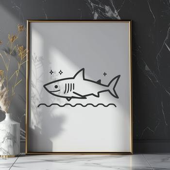 A detailed digital illustration of a shark, suitable for cutting machines and vector design.