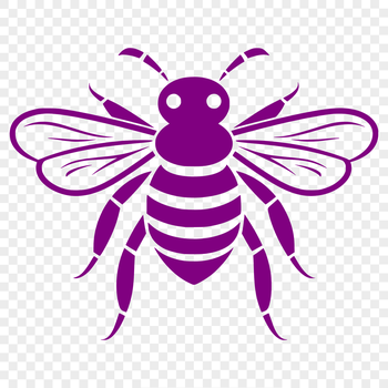 A detailed illustration of a bee from head to wing, suitable for gardening designs and vector art projects.