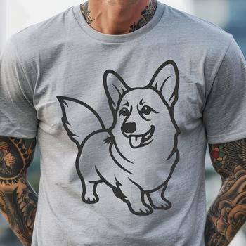 A stylized illustration of a Corgi in full body pose, suitable for various uses including graphic design and digital art.