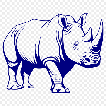 A stylized illustration of a rhino, suitable for use in vector design.