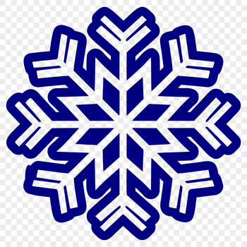 A single, stylized snowflake motif created using vector graphics.