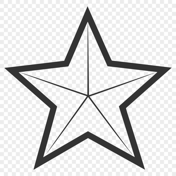 A simple line drawing of a star suitable for Christmas decorations and craft projects.