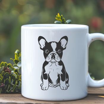 An SVG vector design of a Boston Terrier in a sitting pose, suitable for various uses.