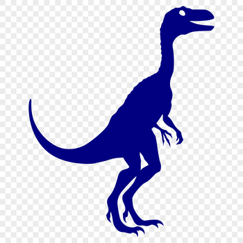 A full-body illustration of a prehistoric dino in a simple line style.