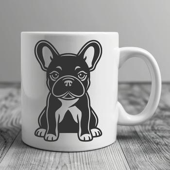 A high-quality SVG illustration of a sitting French Bulldog in full body pose, suitable for design and crafting purposes.
