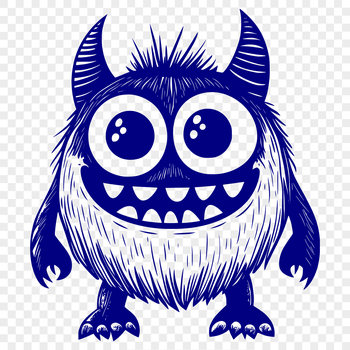 A digital illustration of a cute monster character designed for various graphic projects.