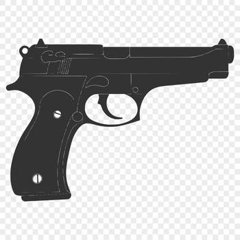 A high-quality digital image of a pistol, suitable for cutting out with a Cricut or laser cutter.