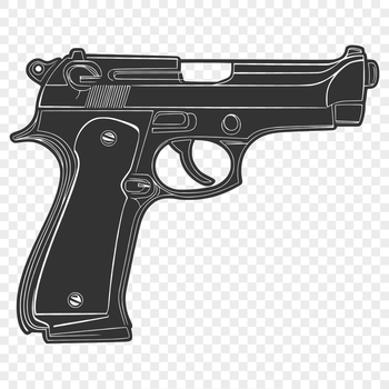 A detailed, high-resolution illustration of a handgun, suitable for graphic design projects.