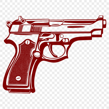 A detailed illustration of a pistol, created as a scalable vector graphic (SVG) file.