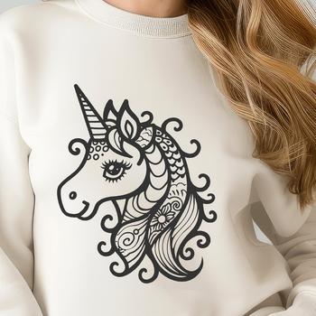 Ornate Unicorn In PDF & PNG