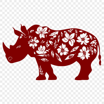 A detailed vector illustration of a rhino in naturalistic pose.