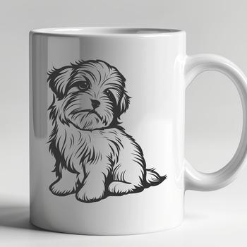 A small, adorable dog breed with long fur sitting on its hind legs.