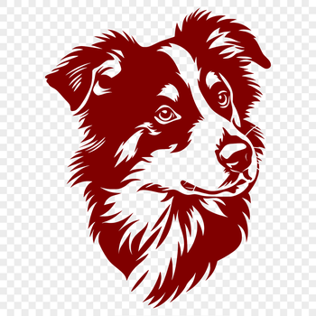 A high-quality digital illustration of a breed-specific Australian Shepherd dog with detailed features.