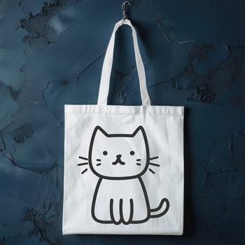 A simple line drawing of a cute kitten sitting on its haunches, suitable for use in graphic design and craft projects.