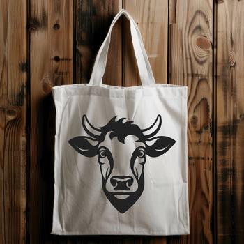 A cow's head with detailed facial features and texture, suitable for vector design.