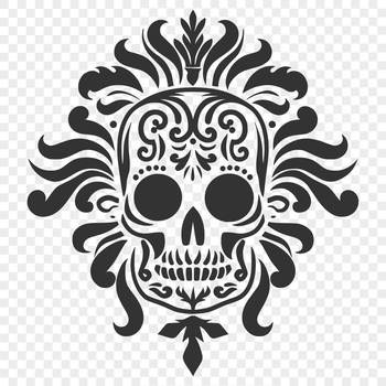 A stylized, ornate skull design suitable for various crafts and digital applications.