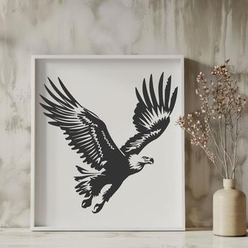 A detailed illustration of a flying eagle in mid-air.