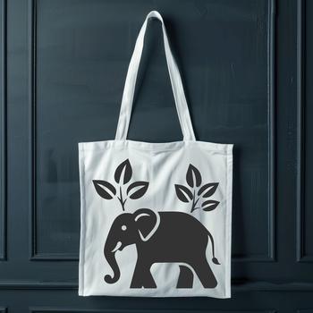 An SVG graphic representation of an elephant featuring intricate details.