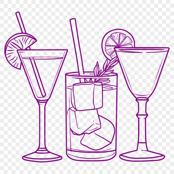 A colorful cocktail in a glass, ideal for crafting with vector graphics.