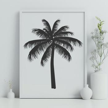 A digital illustration of a palm tree silhouette, ideal for vector art and graphic design.
