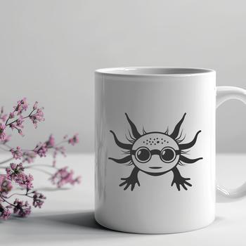 A stylized axolotl illustration with sunglasses on its head, suitable for digital design and crafting purposes.