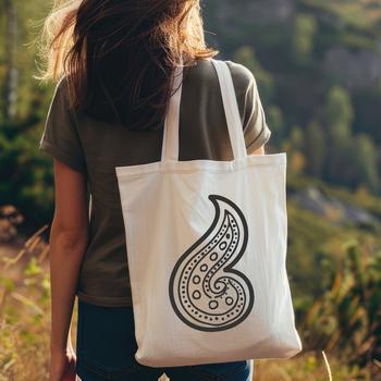A stylized paisley shape with ornate details, suitable for various digital applications.