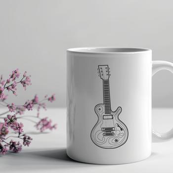 A detailed illustration of a guitar, suitable for vector design or clip art.