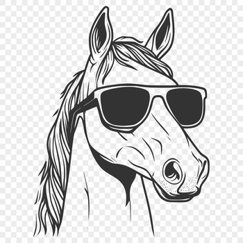 A stylized horse illustration wearing sunglasses.