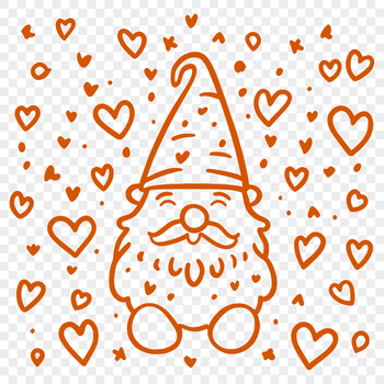 A mythical creature with a head and love hearts, resembling a dwarf, depicted in a simplified vector design.