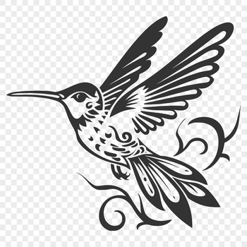 A detailed illustration of a hummingbird in full body flight pose, suitable for digital crafting and design projects.