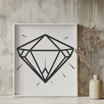A geometric shape representing a diamond with clean lines and precise angles.