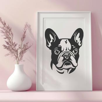 A vector illustration of a French Bulldog's head, suitable for digital crafting and design projects.