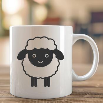 A simple line drawing of a farm animal, featuring a sheep in full body pose.