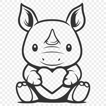 A detailed illustration of a rhinoceros, suitable for vector art design.