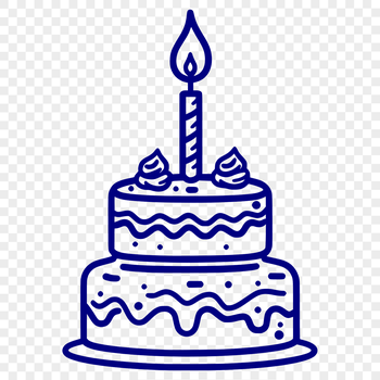 A colorful illustration of a birthday cake with candles lit, suitable for vector graphics and digital design.