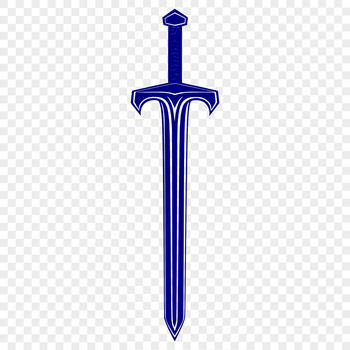 A detailed illustration of a medieval-style sword with intricate designs.