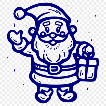 A full-body illustration of Santa Claus standing in a festive holiday setting, suitable for Christmas designs.