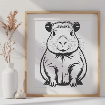 A vector graphic of a capybara, suitable for use in various design applications and cutting machines.