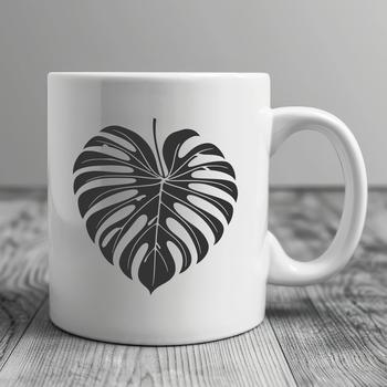 A detailed illustration of a Monstera leaf, suitable for vector design and cutting machine applications.