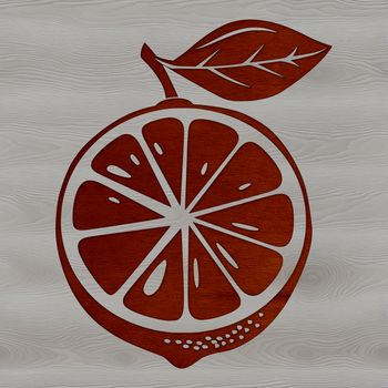 A simple, illustrated representation of a lemon fruit with minimal details.