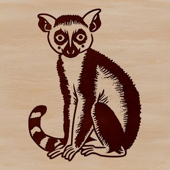 A high-resolution vector illustration of a lemur, a type of wild animal found in Madagascar.