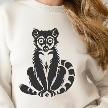 A full-body illustration of a lemur, suitable for vector design.